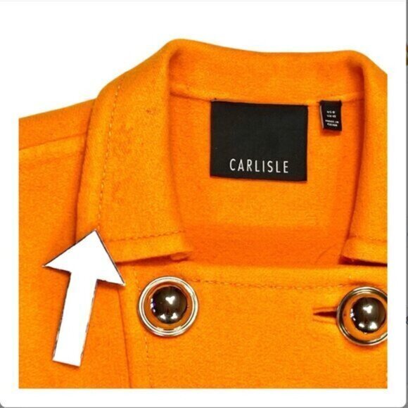 CARLISLE Wool Unlined Double Breasted UNIQUE Pea Coat 8 Chic Modern Preppy Noel - Picture 15 of 16